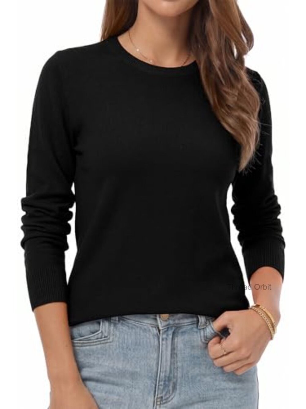 Lightweight Viscose-Blend Knit Long Sleeve Pullover Sweater